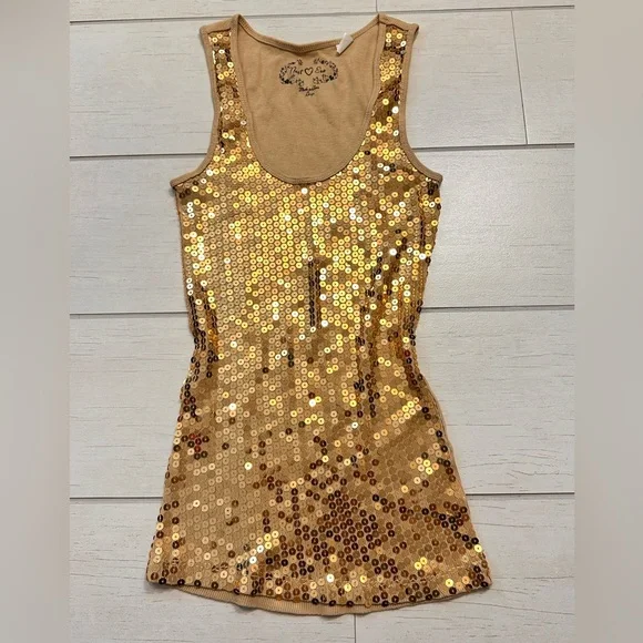 gold glitter mini dress Dipped In Gold Sequin Open Back Mini Dress main image 0